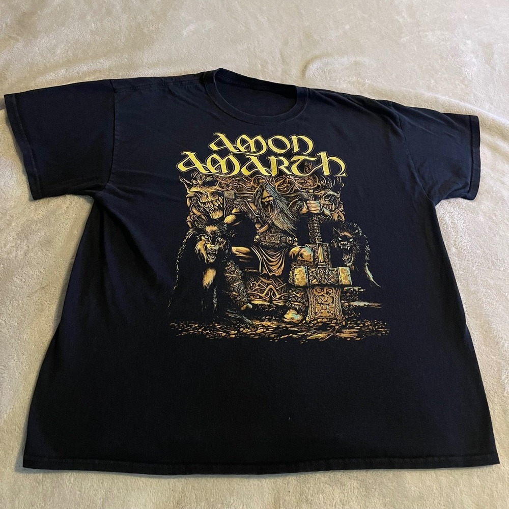 Amon Amarth Thor Oden's Son Band T-Shirt Mens XL Black Short Sleeve Viking Metal